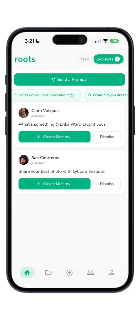 Memory prompts in Roots